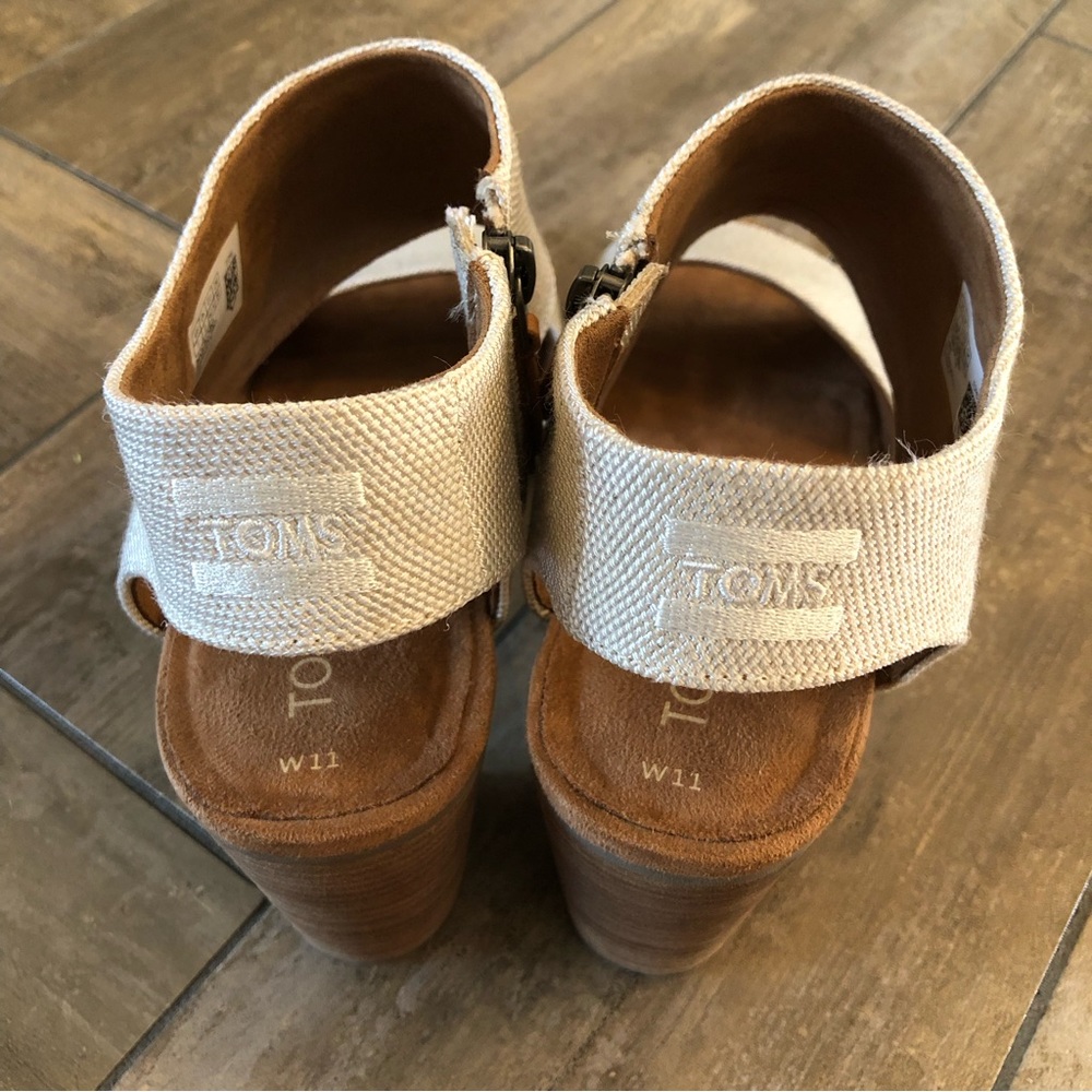 TOMS Majorca Sandal Ivory Fabric Size 11 - Picture 4 of 6
